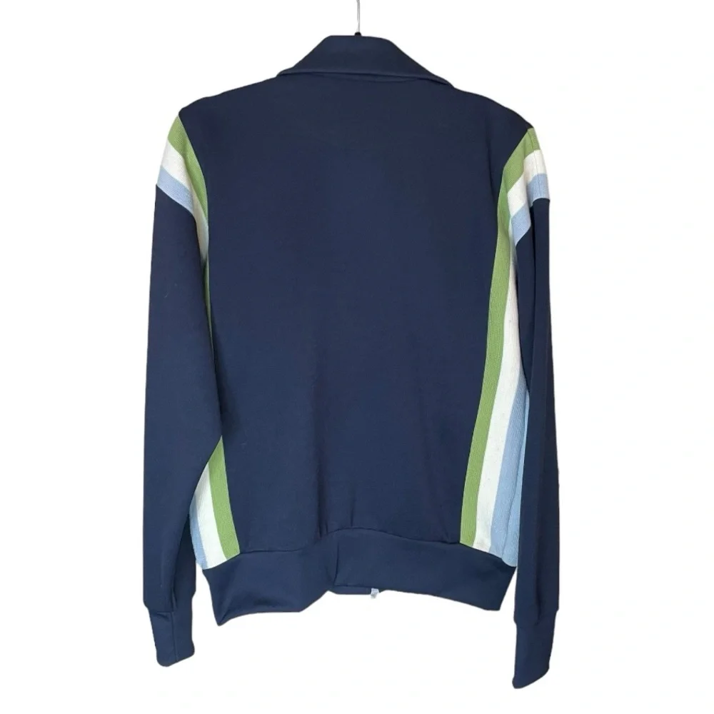 Trailer Vintage Fit Navy with Green White Blue Stripes Down Sides Double Zip Med